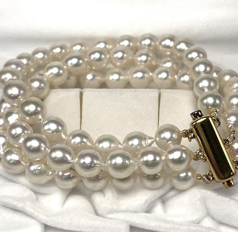 ブレスレット アコヤ真珠 買取 ｜3連 パールブレスレット