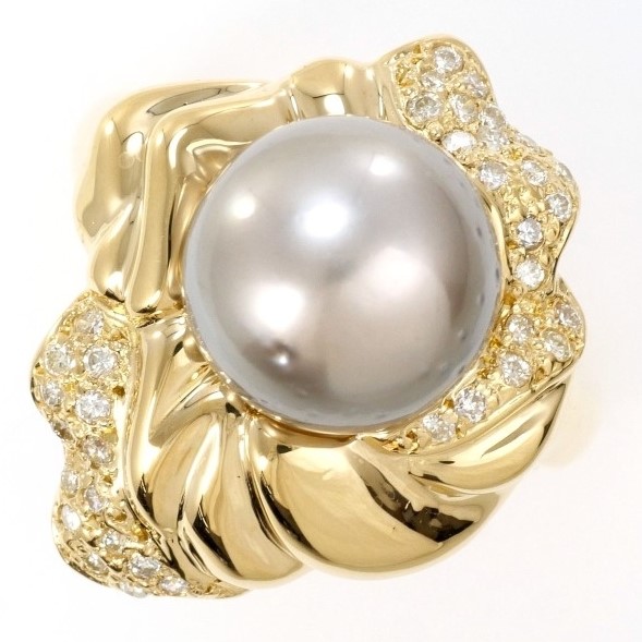 指輪 黒蝶真珠 買取 ｜ダイヤ パールリング 約11.8g