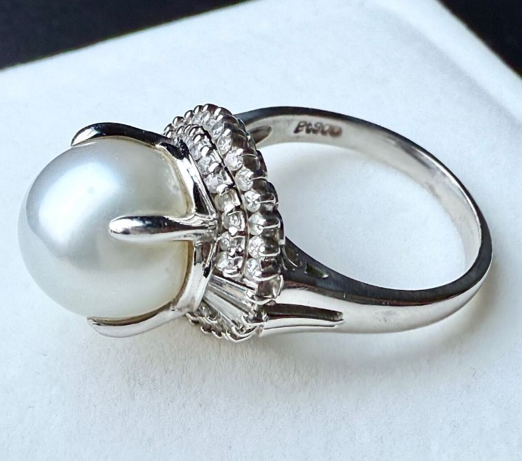 指輪 白蝶真珠 買取 ｜ダイヤ パールリング 9.7g