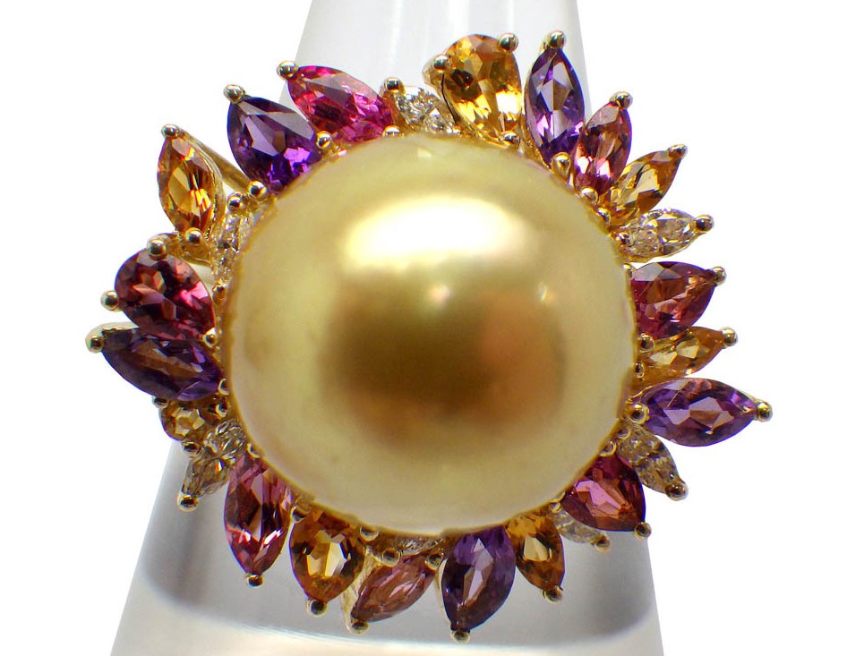 指輪 ゴールデンパール 買取 ｜ダイヤ パールリング 10.94g