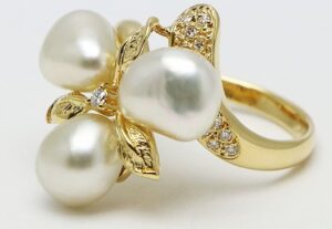 指輪 ケシ真珠 買取 ｜ダイヤ パールリング 6.2g