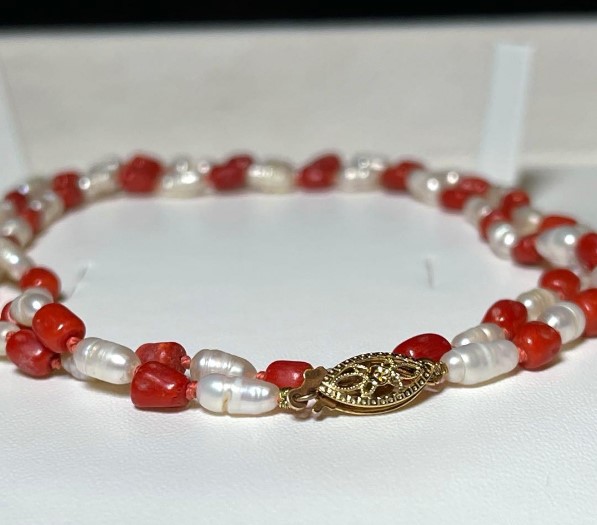 ブレスレット ケシ真珠 買取 ｜赤珊瑚 パールブレスレット