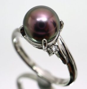 指輪 黒蝶真珠 買取 ｜タサキ ダイヤ パールリング 約5.9g