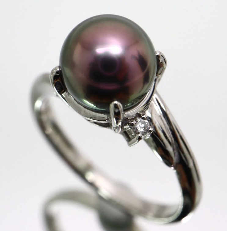 指輪 黒蝶真珠 買取 ｜タサキ ダイヤ パールリング 約5.9g