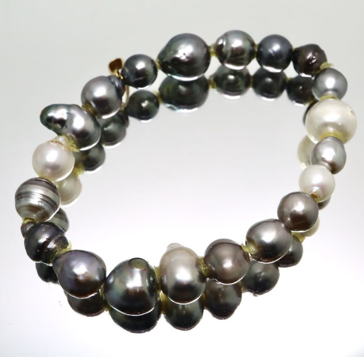 ブレスレット 白蝶真珠 買取 ｜白蝶×黒蝶 パールブレスレット 約24.8g