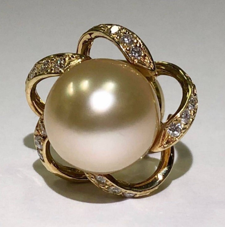 ブローチ ゴールデンパール 買取 ｜ダイヤ パールブローチ 4.4g