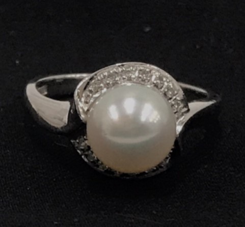 指輪 白蝶真珠 買取 ｜ダイヤ パールリング 6.2g