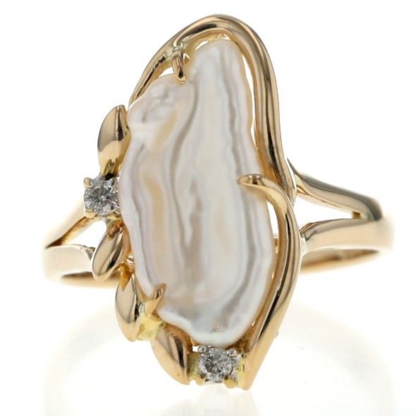 指輪 ケシ真珠 買取 ｜ダイヤ パールリング 約4.3g