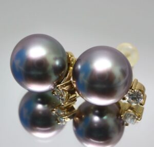 ピアス・イヤリング 黒蝶真珠 買取 ｜ダイヤ パールピアス 約5.0g