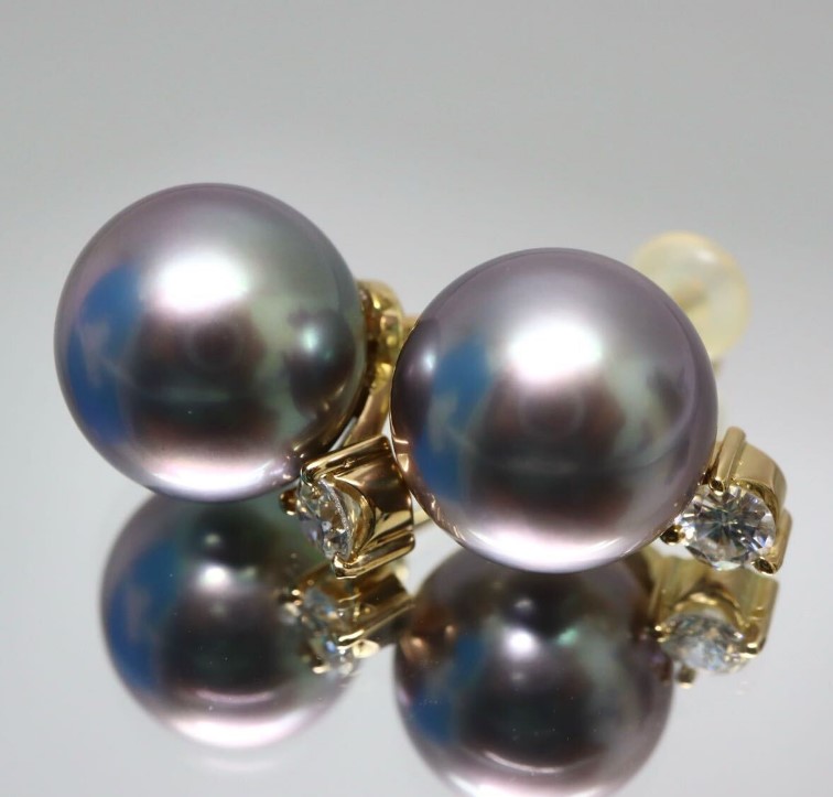 ピアス・イヤリング 黒蝶真珠 買取 ｜ダイヤ パールピアス 約5.0g