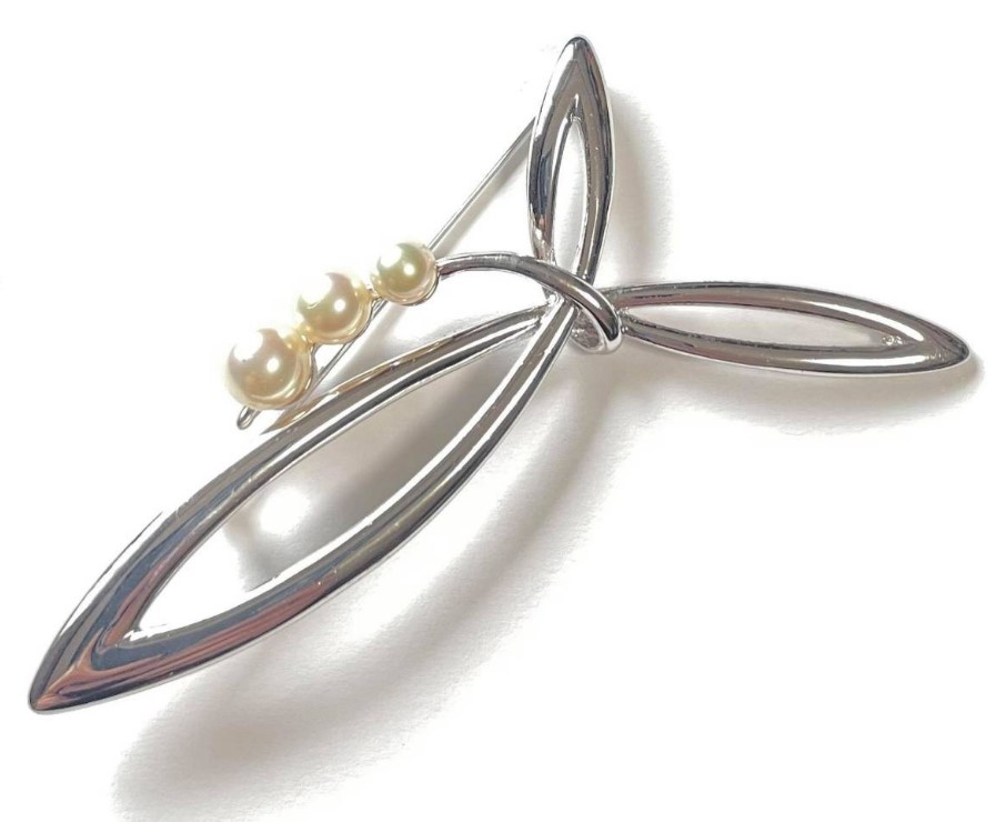 ブローチ マジョリカパール 買取 ｜リボン風 パールブローチ