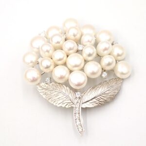 ブローチ 淡水パール 買取 ｜ブーケモチーフ パールブローチ 約28.3g