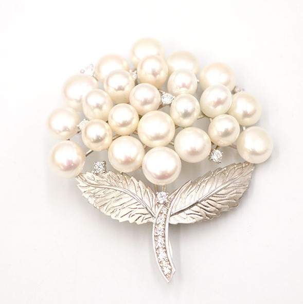 ブローチ 淡水パール 買取 ｜ブーケモチーフ パールブローチ 約28.3g