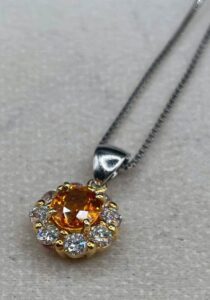 オレンジ サファイア ｜サファイア[ダイヤモンド ペンダントヘッド]を買取しました。【真珠買取リパール】