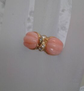 ピンク珊瑚 買取価格 ｜珊瑚[タサキ ダイヤモンドリング]を買取しました。【真珠買取リパール】