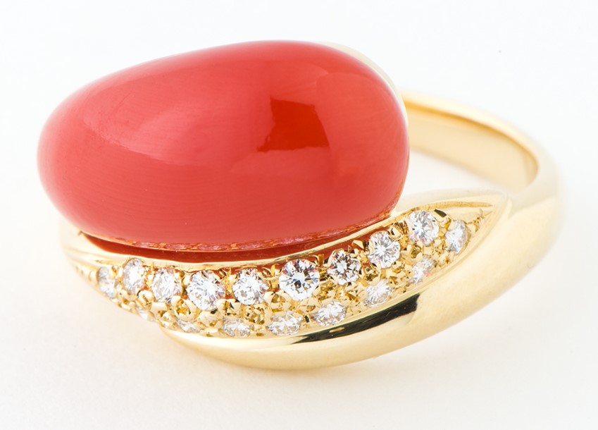 サンゴ 宝石 ｜珊瑚[ミキモト ダイヤモンドリング]を買取しました。【真珠買取リパール】