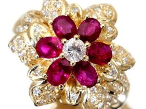 ダイヤモンド 0.4カラット 買取相場 ｜ルビー[フラワーモチーフ ダイヤモンドリング]を買取しました。【真珠買取リパール】