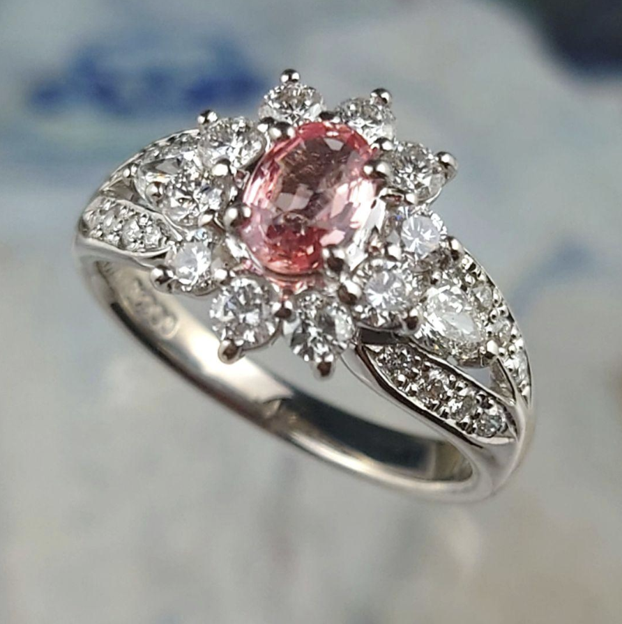 パパラチアサファイア 値段 ｜サファイア[パパラチアサファイア ダイヤモンドリング]を買取しました。【真珠買取リパール】